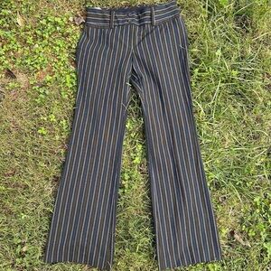 The Limited office siren low rise fit and flare pants black, blue, green stripes